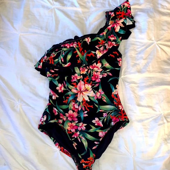 Carmen Marc Valvo Other - Floral one shoulder swim suit.